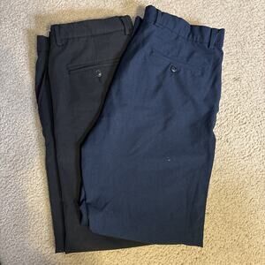 Greg Norman Performance Travel 36x32 Flat Front Golf Pants Blue/Black 2 Pairs